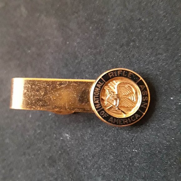 Vintage National Rifle Association NRA Tie Bar Clip gold tone and